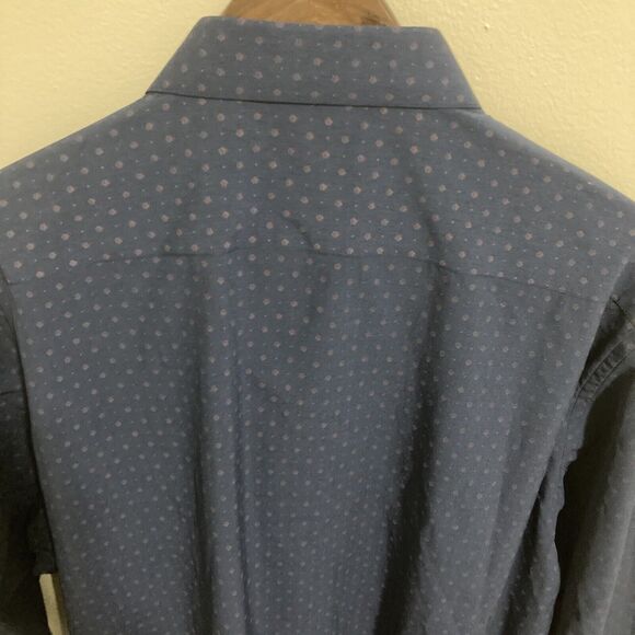 Lucky Brand Mens Button Up Shirt XL 34/35 17-17.5 Slim Fit Stretch Navy Blue - Picture 4 of 13